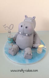 Hippo carved birthday cake